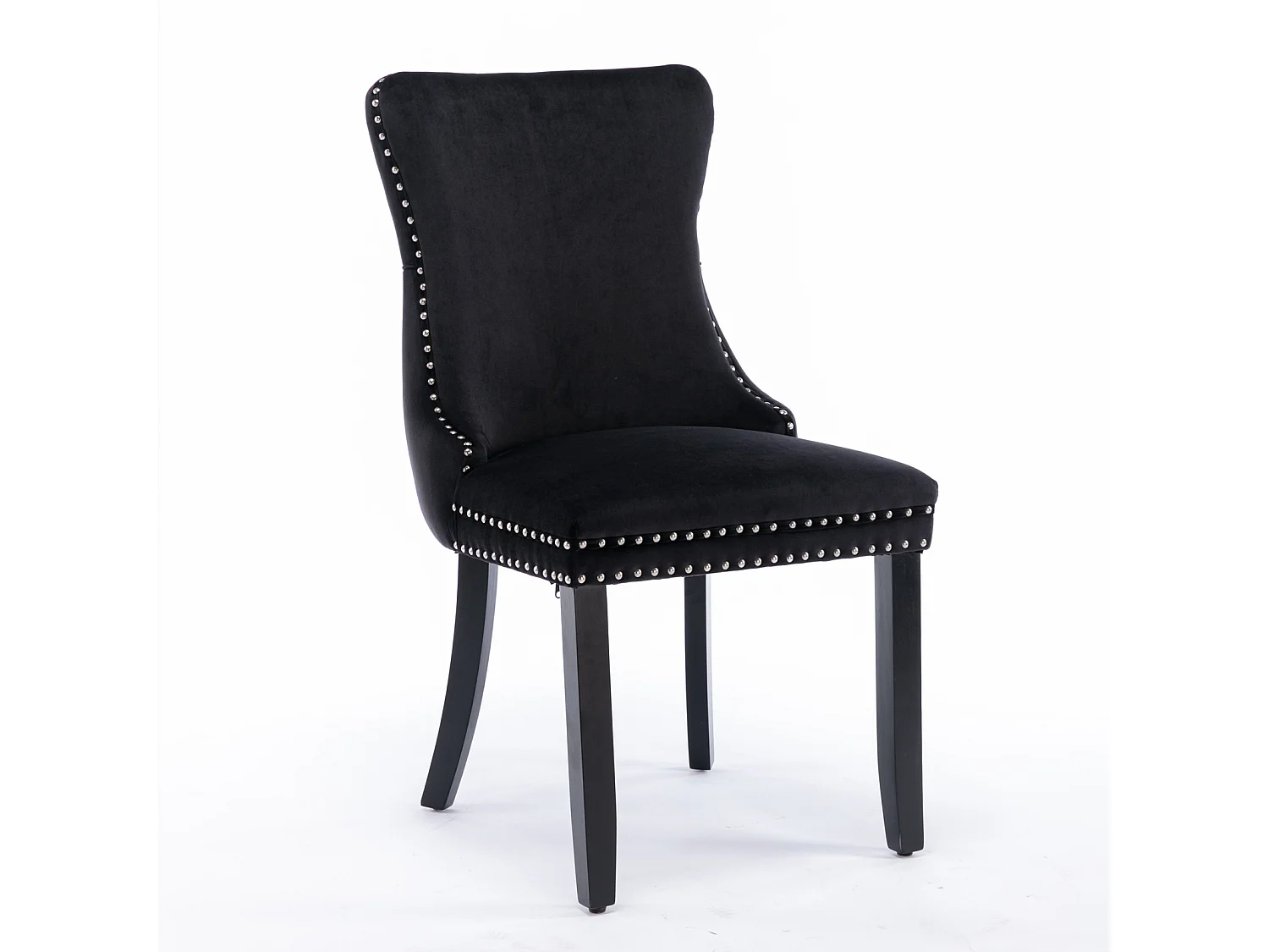 Sierra Set of 4 Wing Back Dining Chairs with Velvet Tufted and Oak Wood Legs