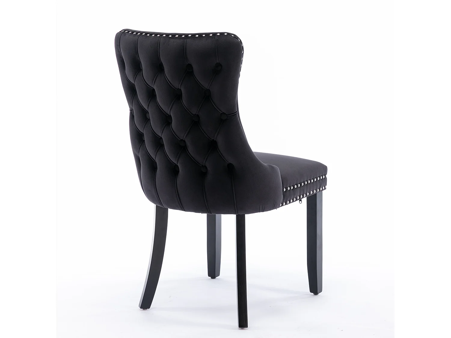 Sierra Set of 4 Wing Back Dining Chairs with Velvet Tufted and Oak Wood Legs