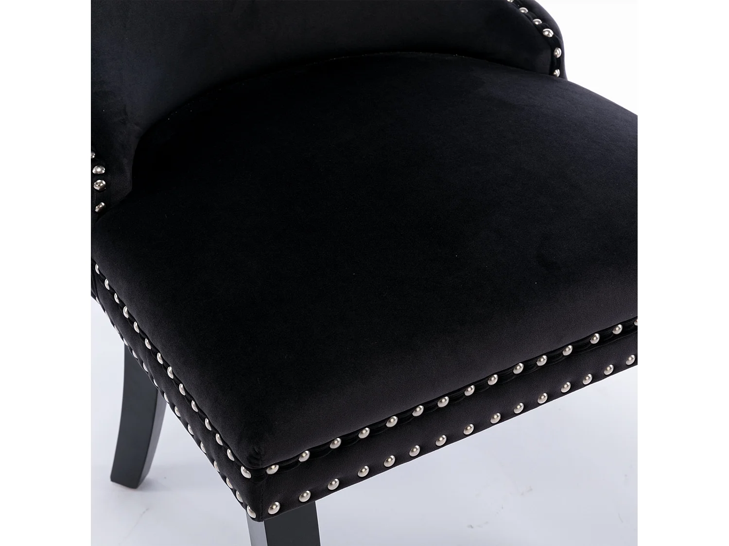 Sierra Set of 4 Wing Back Dining Chairs with Velvet Tufted and Oak Wood Legs