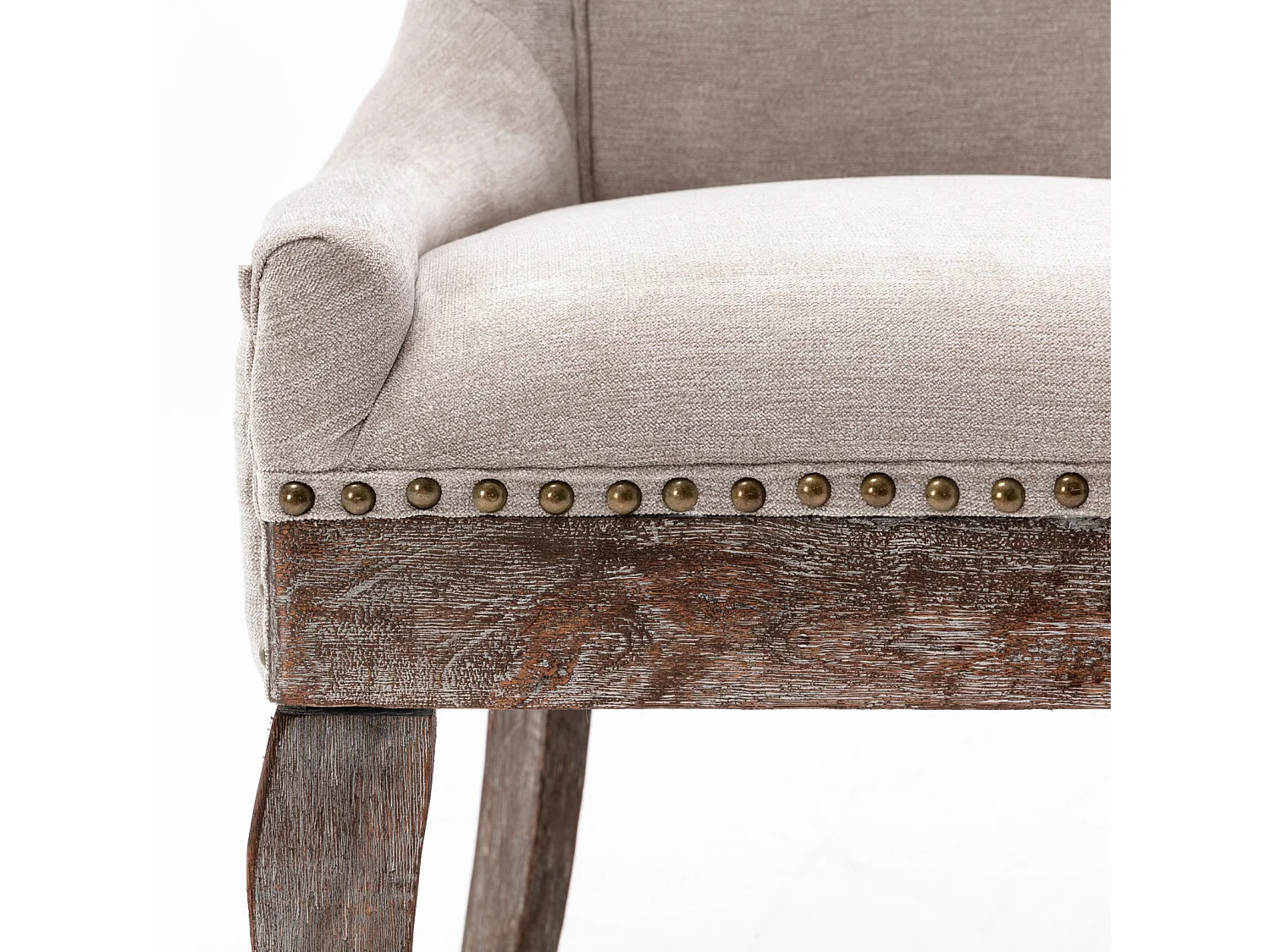 Bewley Set of 4 Dining Chairs Upholstered in Linen with Oak Wood Legs