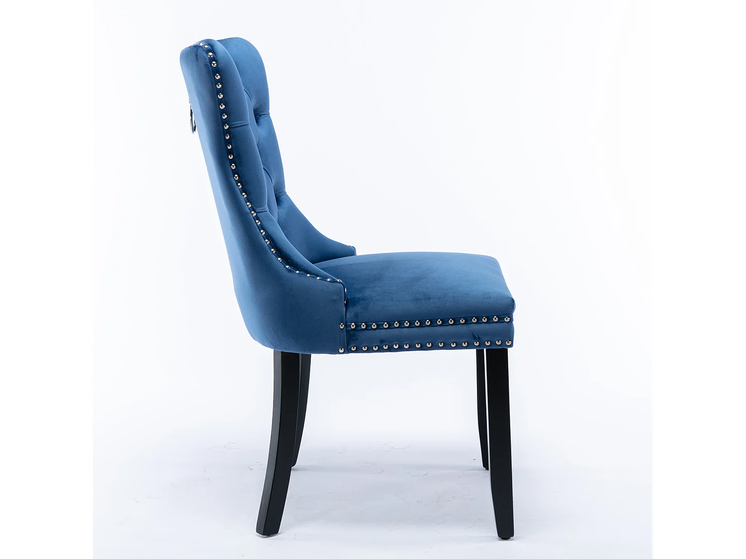 Romsey Set of 2 Dining Chairs Upholstered in Velvet with Oak Legs and Knocker Ring Back