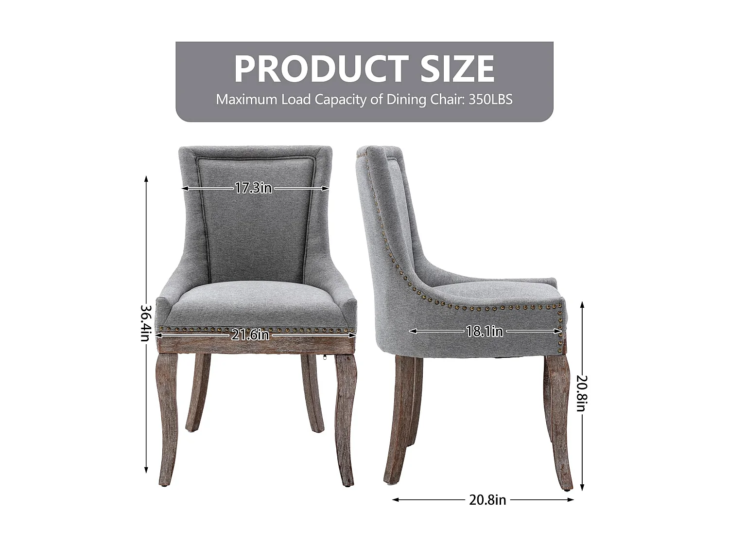 Bewley Set of 4 Dining Chairs Upholstered in Linen with Oak Wood Legs