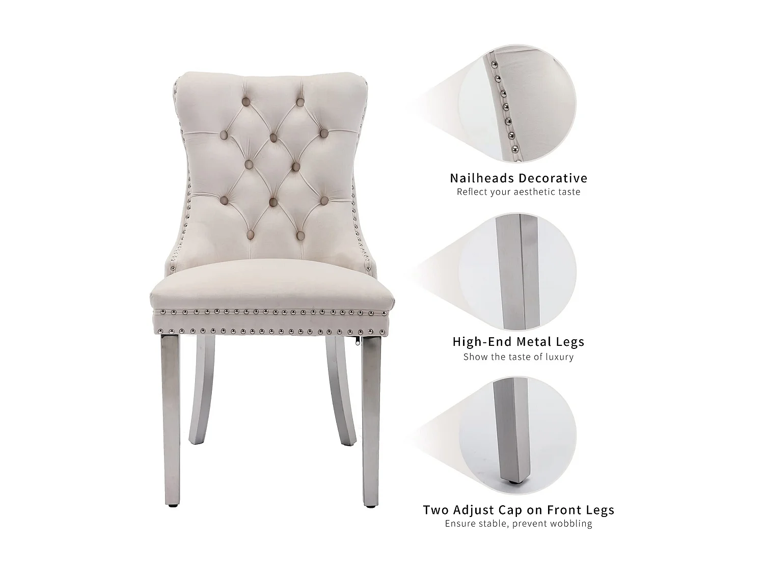 Winchester Set of 4 Velvet Dining Chairs with Sliver Chrome Legs & Upholstered with Velvet Fabric