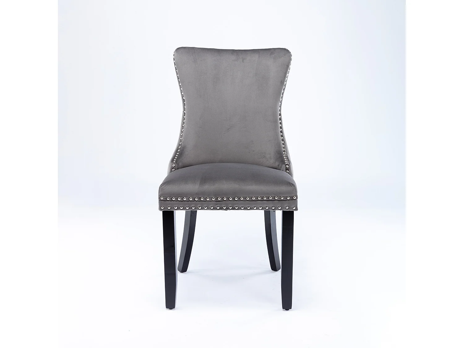 Sierra Set of 2 Wing Back Dining Chairs with Velvet Tufted & Oak Wood Legs