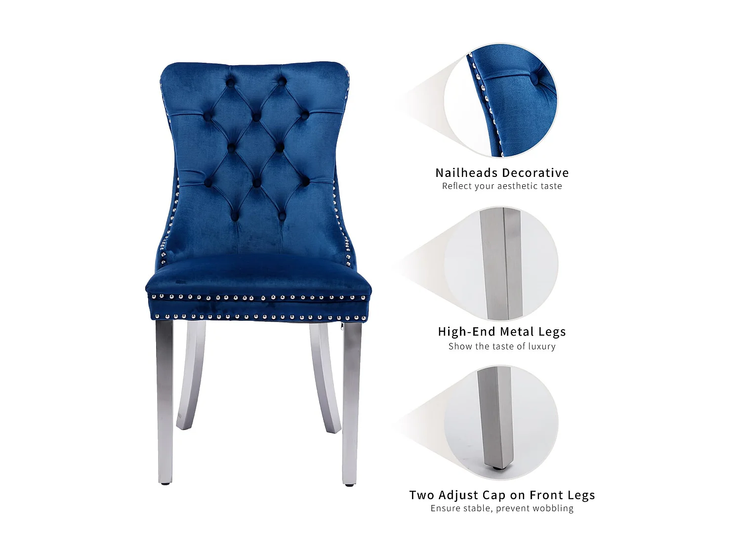 Winchester Set of 6 Velvet Dining Chairs with Sliver Chrome Legs Upholstered with Velvet Fabric