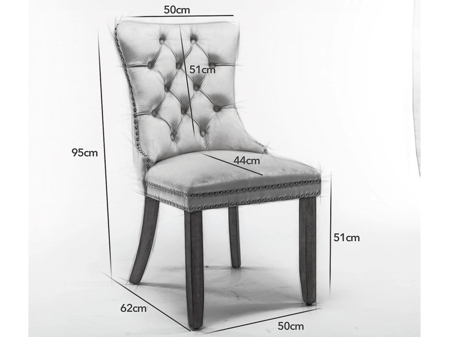 Winchester Set of 6 Velvet Dining Chairs with Sliver Chrome Legs Upholstered with Velvet Fabric