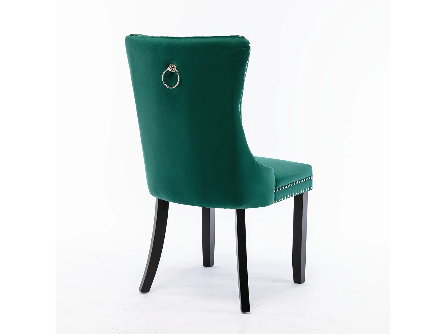 Romsey Set of 4 Dining Chairs Upholstered in Velvet with Oak Legs and Knocker Ring Back