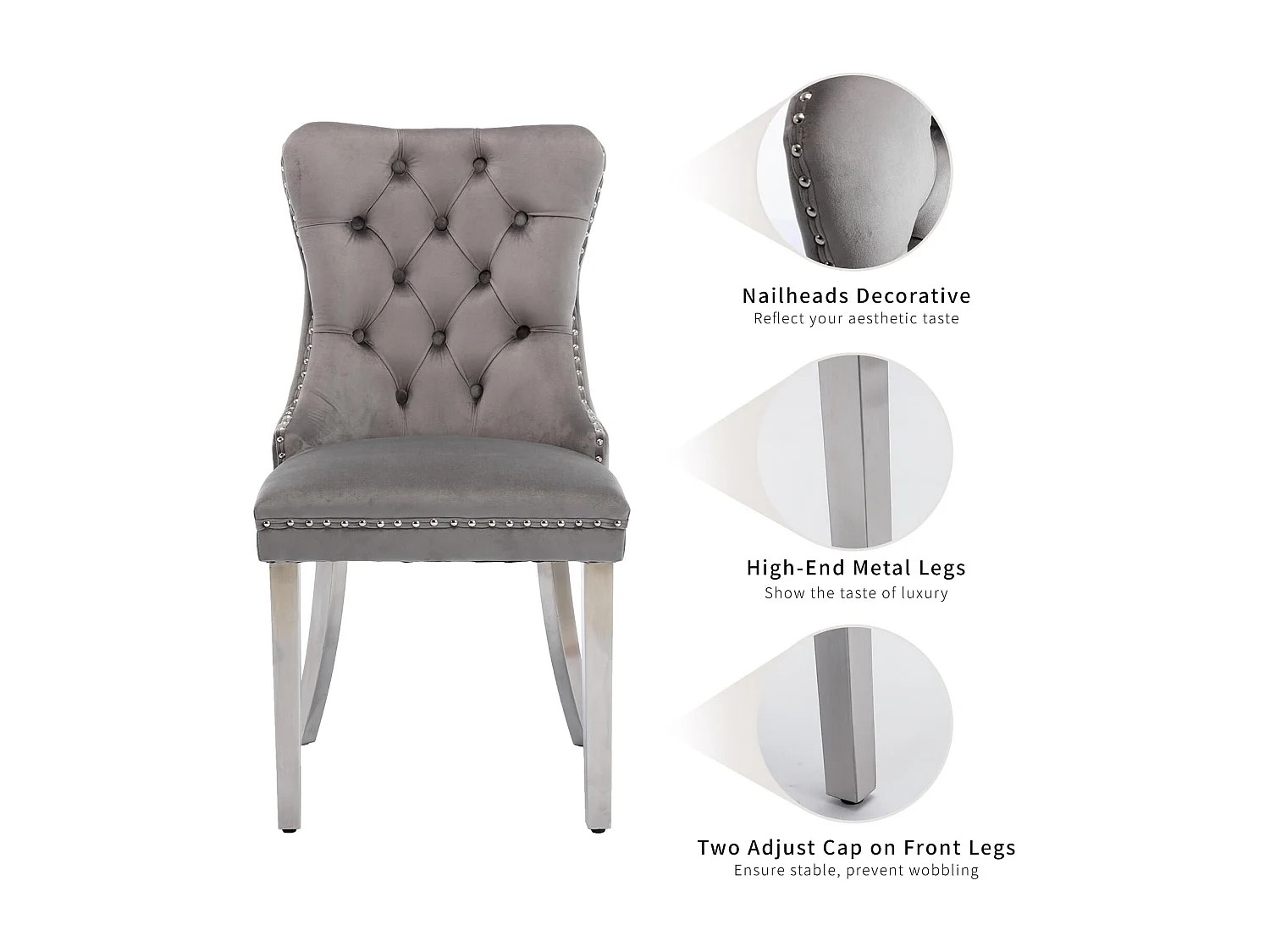Winchester Set of 4 Velvet Dining Chairs with Sliver Chrome Legs & Upholstered with Velvet Fabric