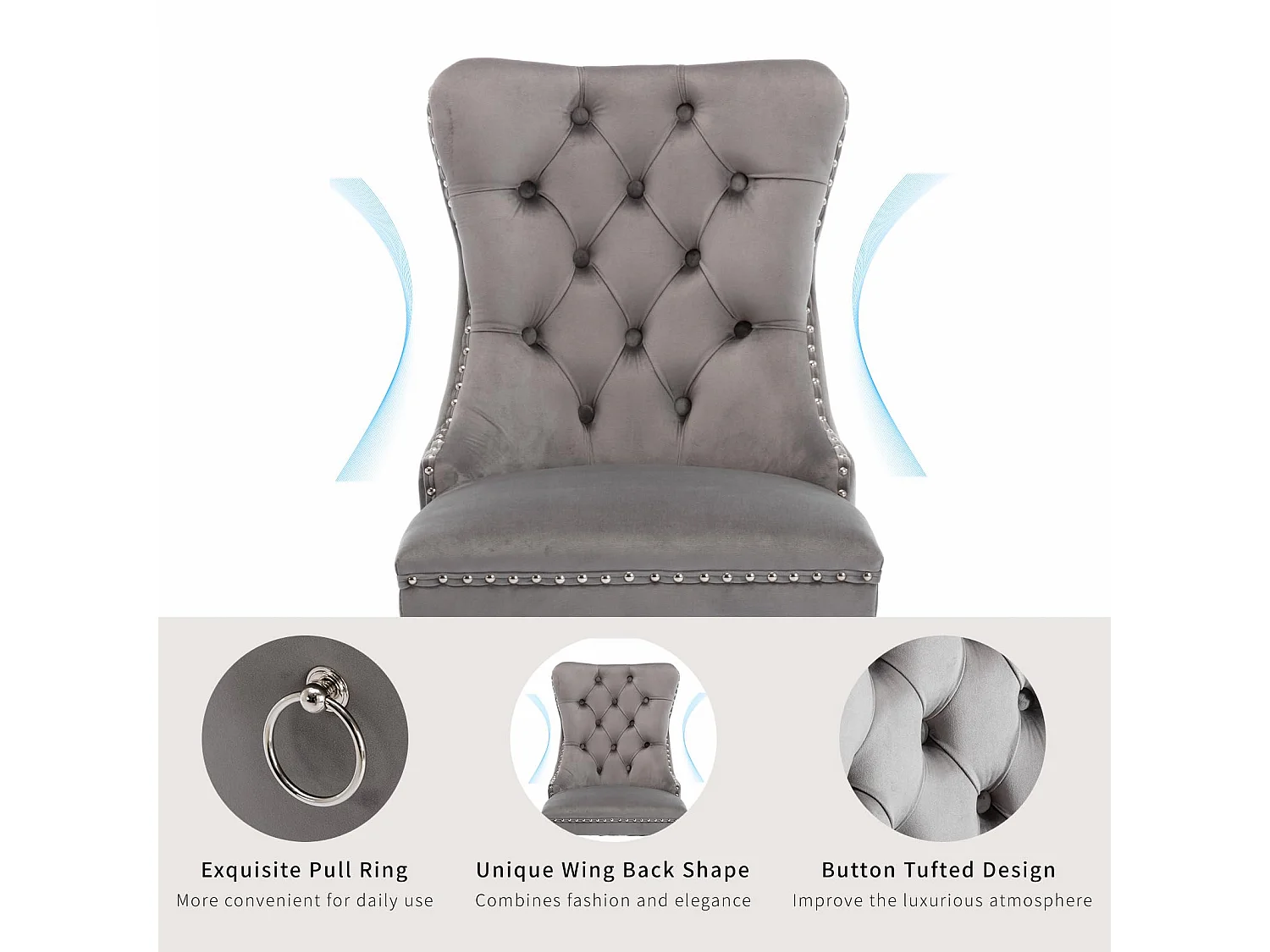 Winchester Set of 4 Velvet Dining Chairs with Sliver Chrome Legs & Upholstered with Velvet Fabric