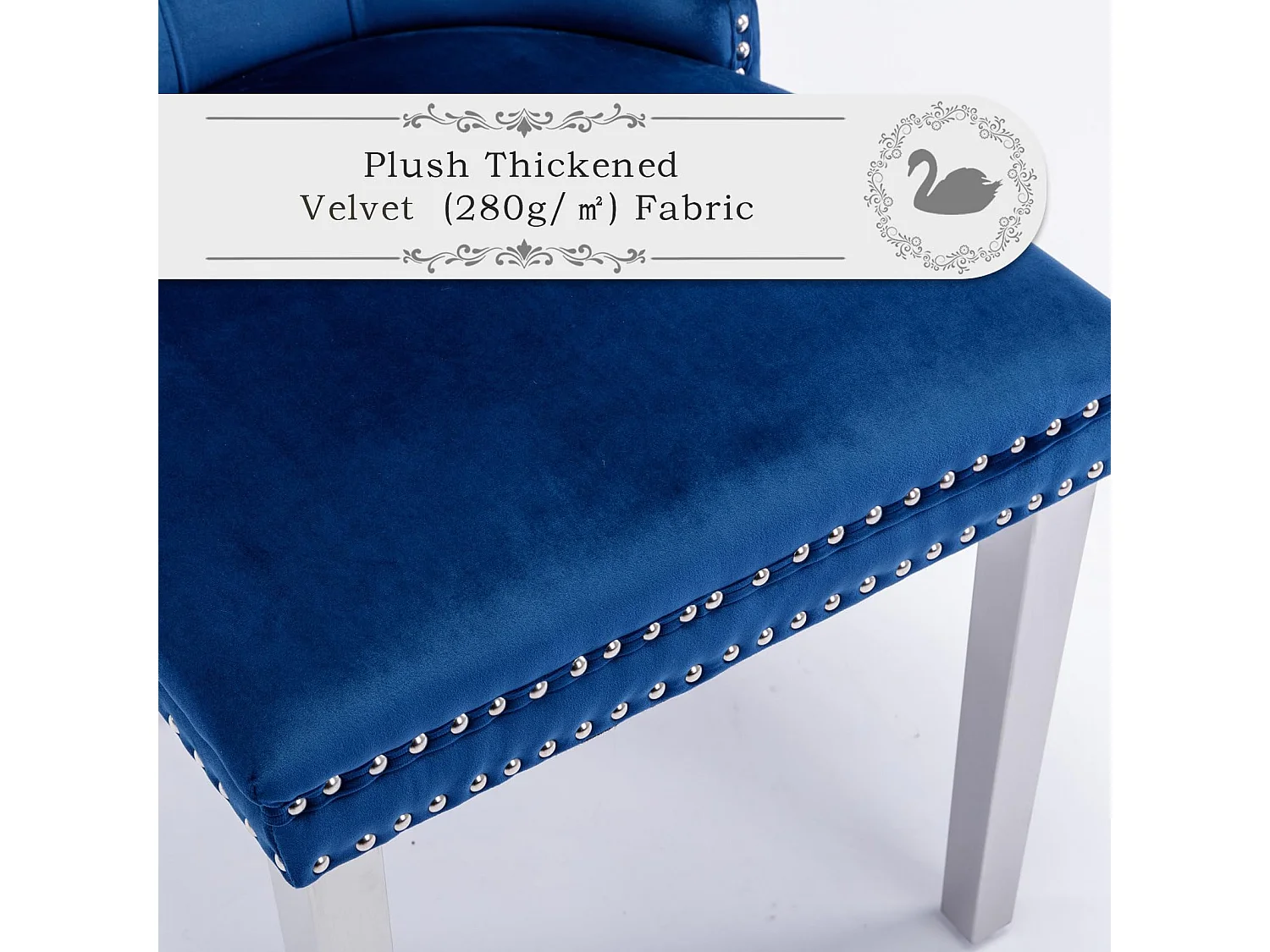 Winchester Set of 2 Velvet Dining Chairs with Sliver Chrome Legs & Upholstered with Velvet Fabric