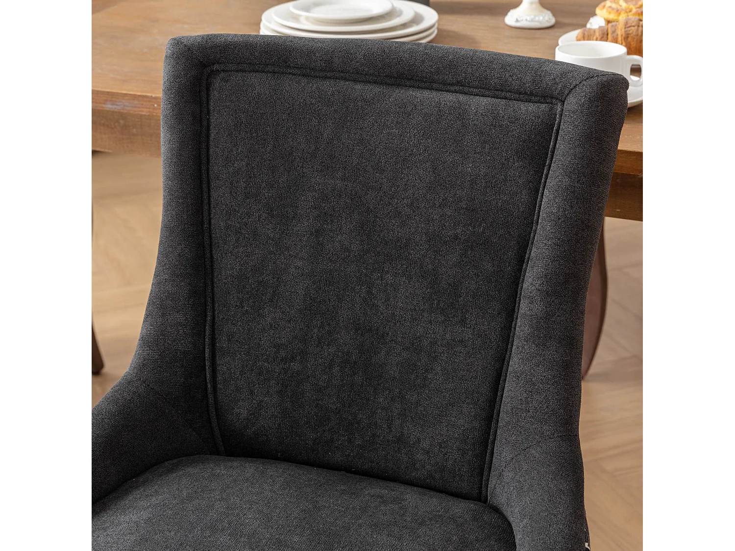 Bewley Set of 2 Dining Chairs Upholstered in Linen with Oak Wood Legs