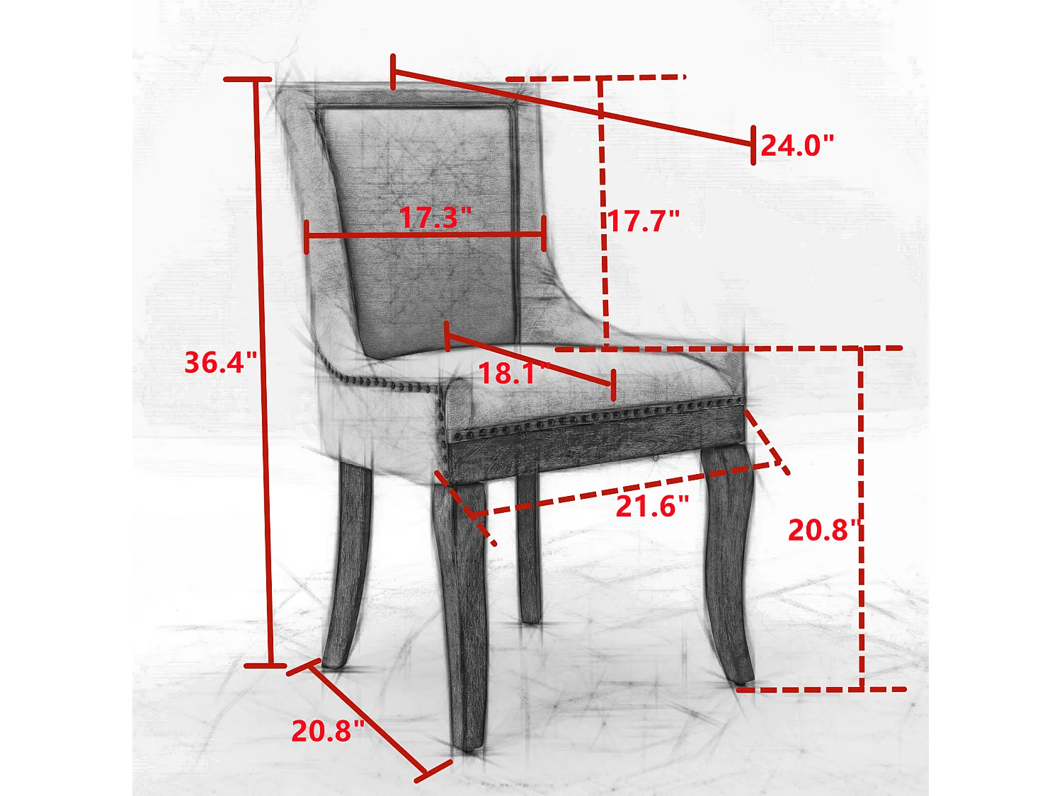 Bewley Set of 2 Dining Chairs Upholstered in Linen with Oak Wood Legs