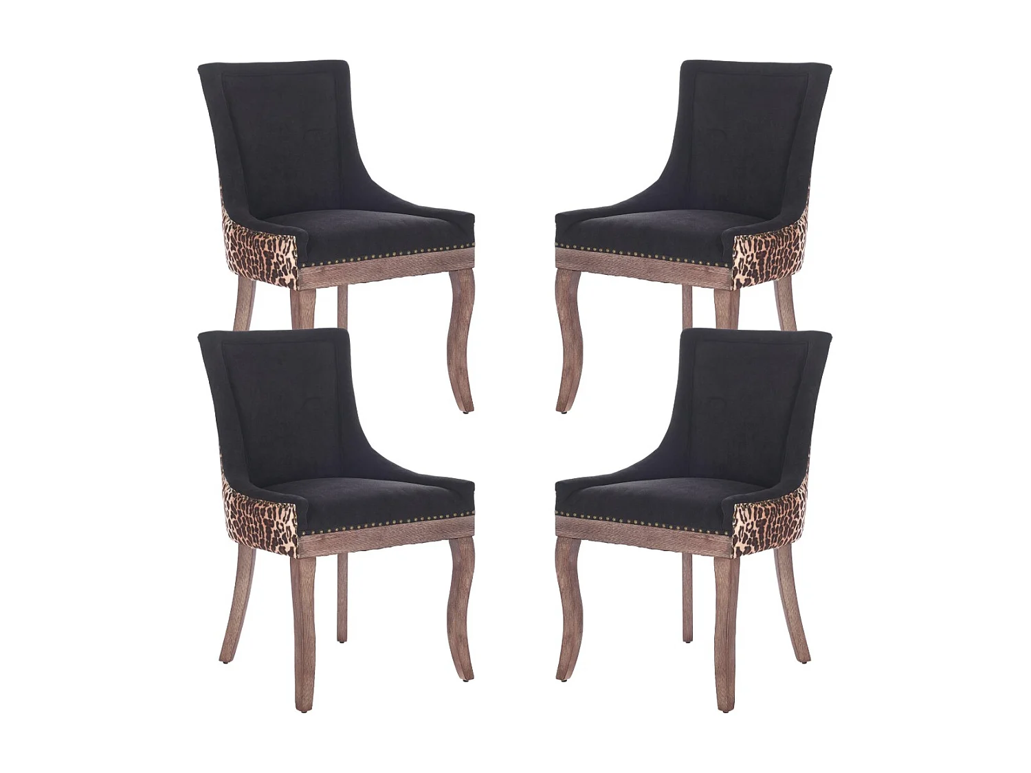 Bewley Set of 4 Dining Chairs Upholstered in Linen with Oak Wood Legs