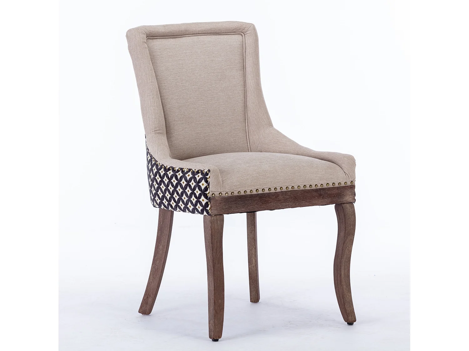 Bewley Set of 2 Dining Chairs Upholstered in Linen with Oak Wood Legs