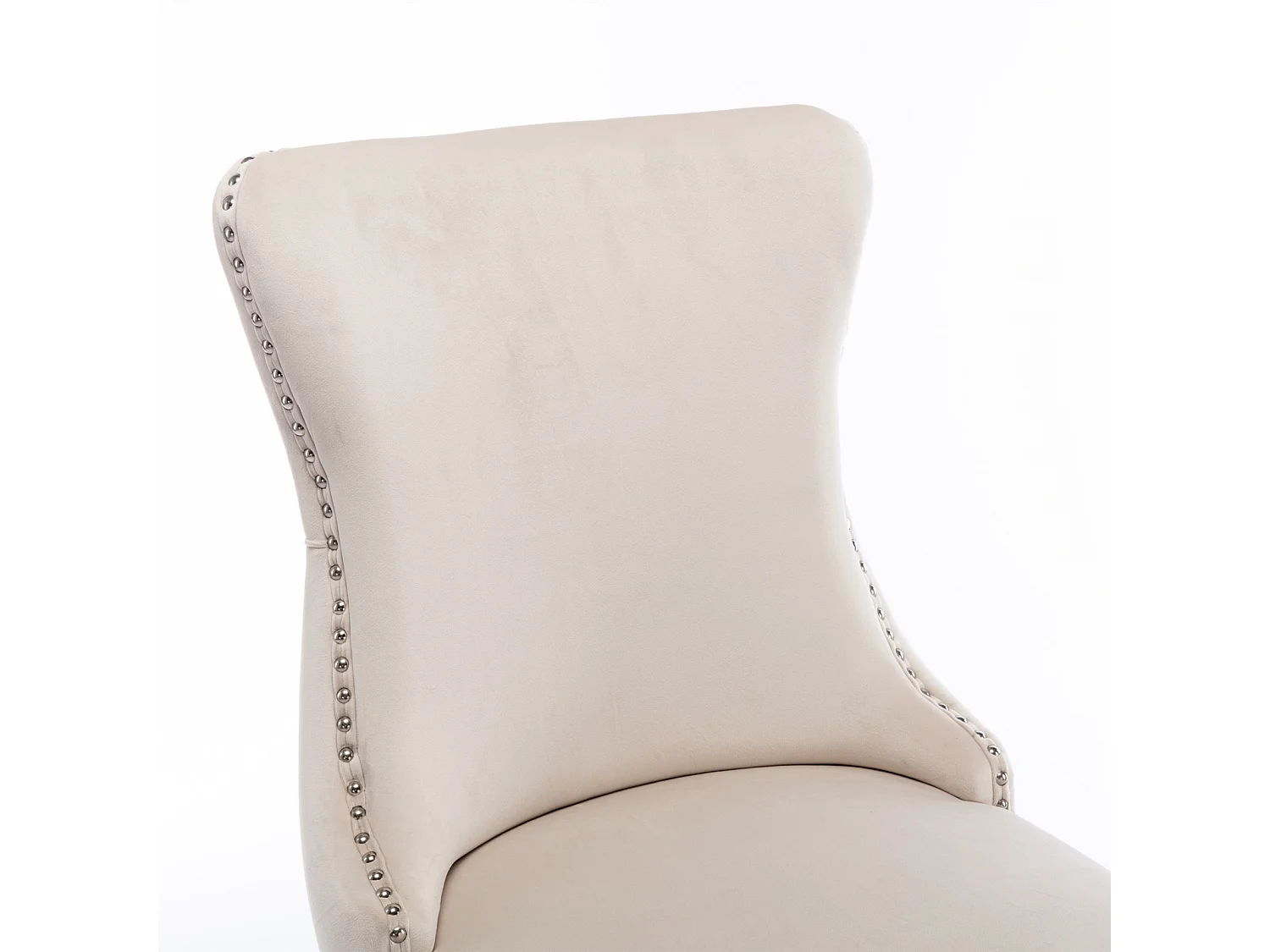 Sierra Set of 4 Wing Back Dining Chairs with Velvet Tufted and Oak Wood Legs