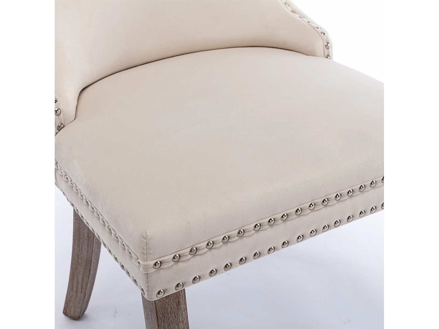 Sierra Set of 4 Wing Back Dining Chairs with Velvet Tufted and Oak Wood Legs