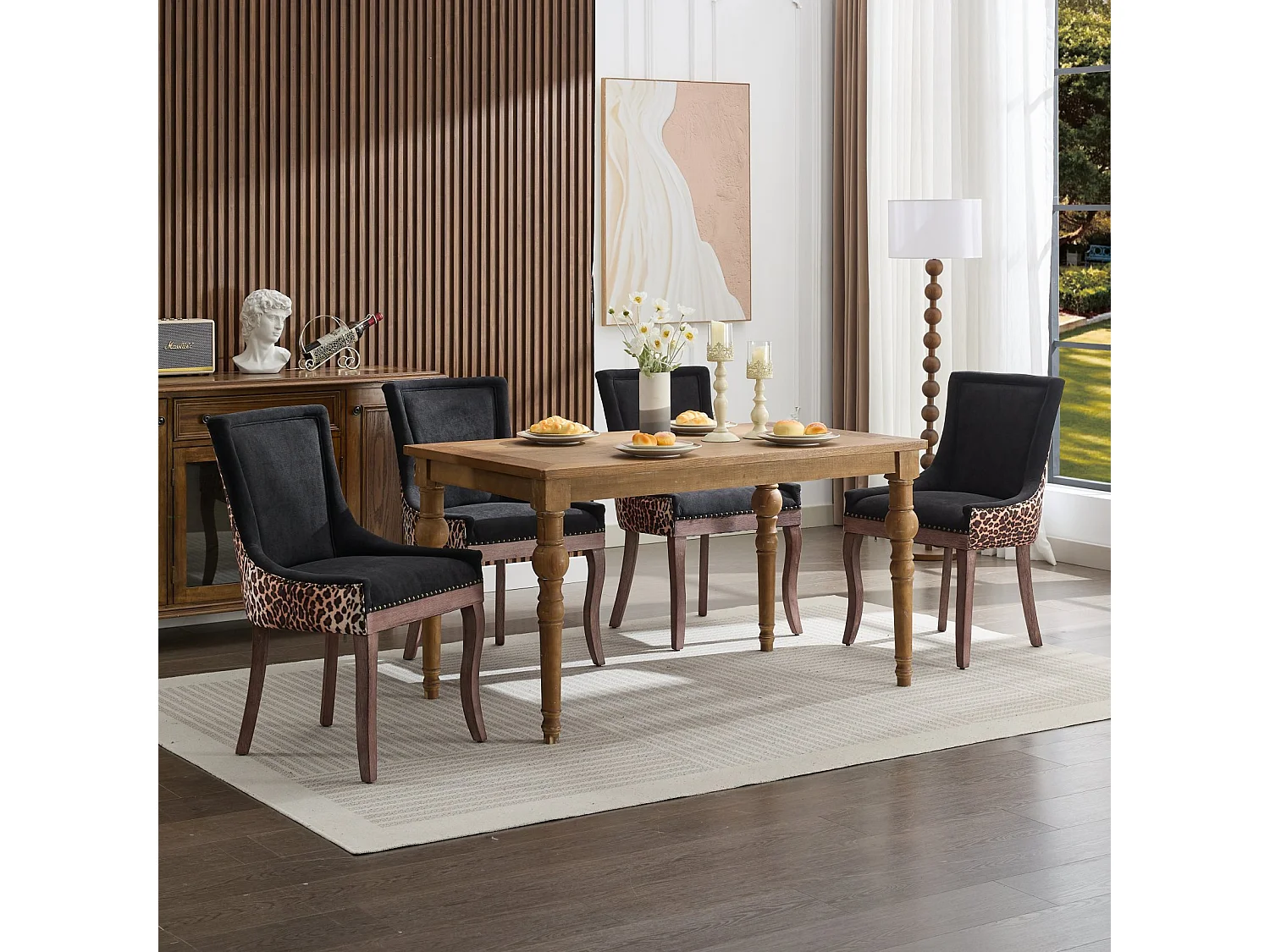 Bewley Set of 2 Dining Chairs Upholstered in Linen with Oak Wood Legs