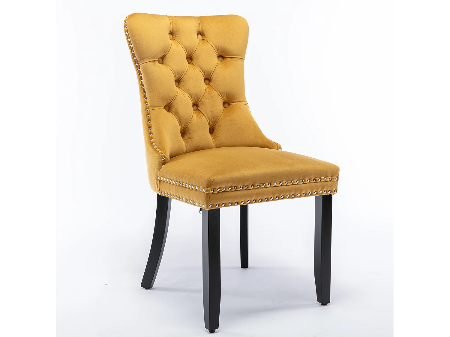 Romsey Set of 6 Dining Chairs Upholstered in Velvet with Oak Legs and Knocker Ring Back