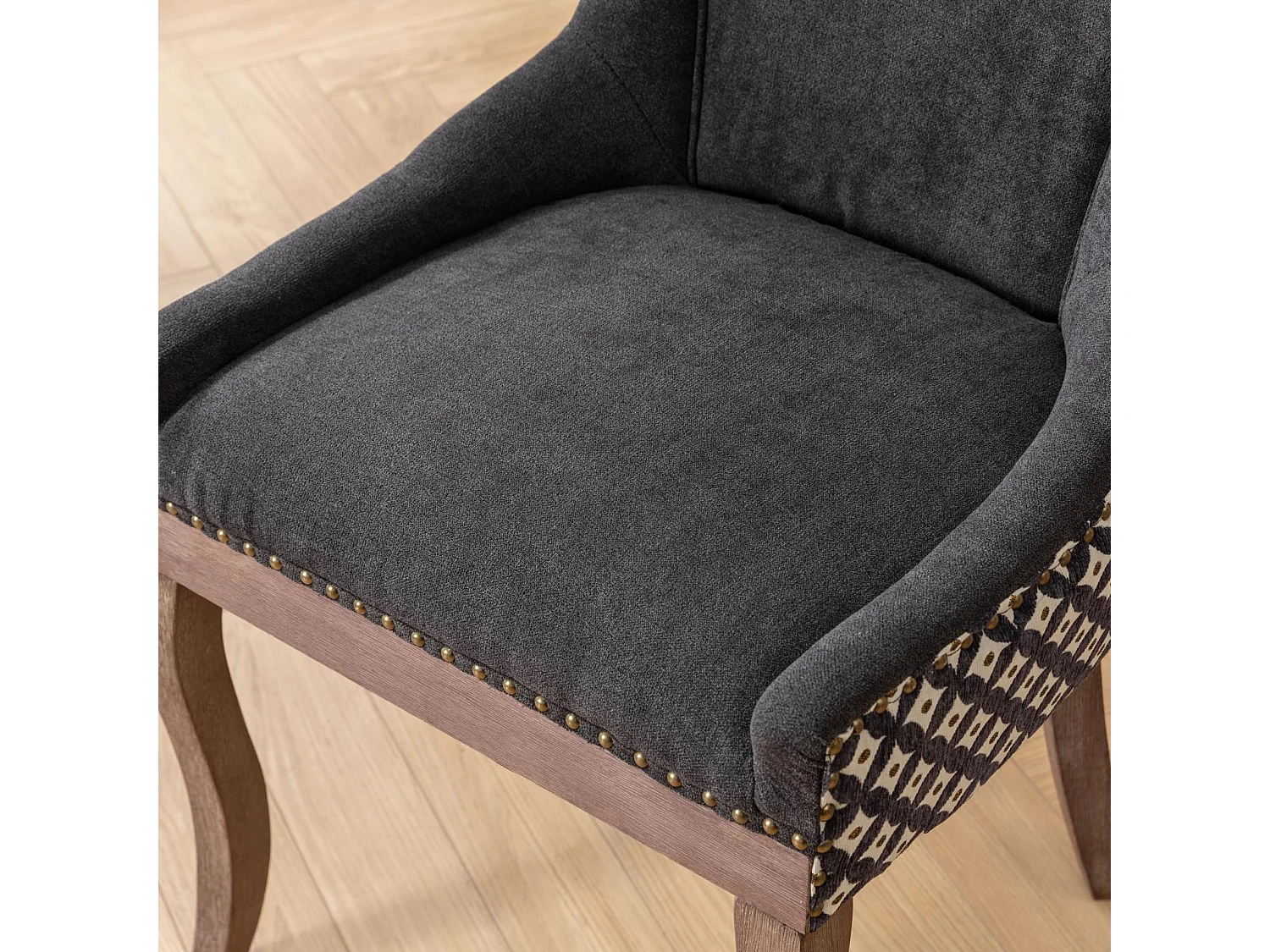 Bewley Set of 6 Dining Chairs Upholstered in Linen with Oak Wood Legs