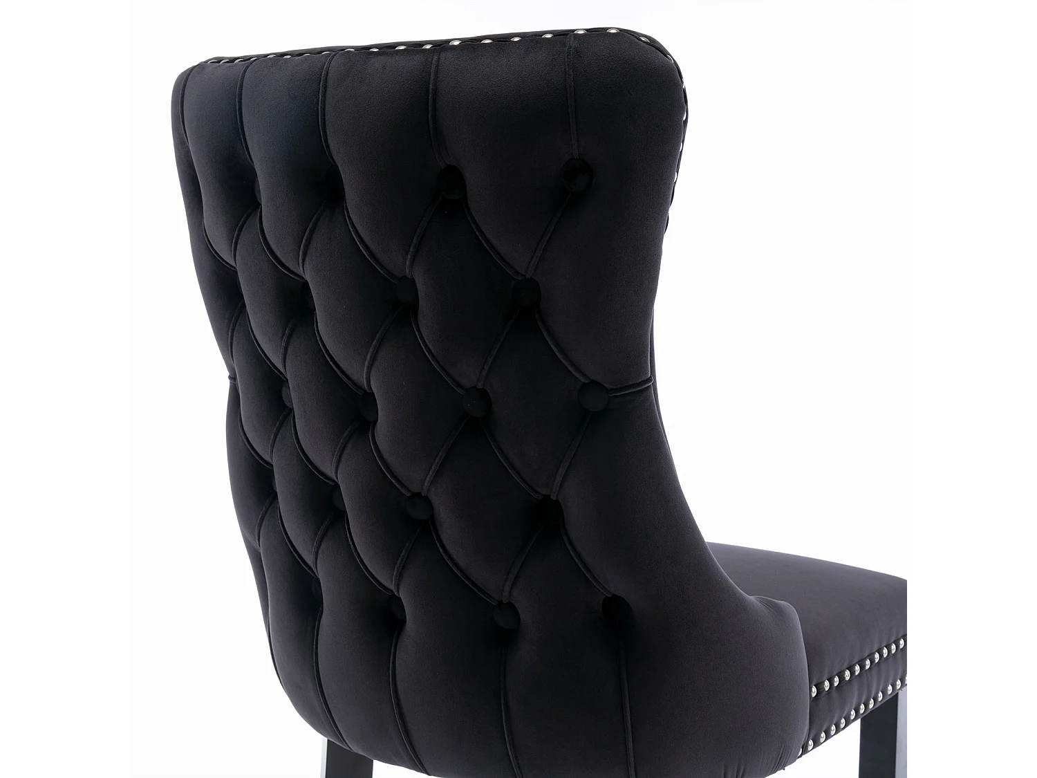 Sierra Set of 2 Wing Back Dining Chairs with Velvet Tufted & Oak Wood Legs