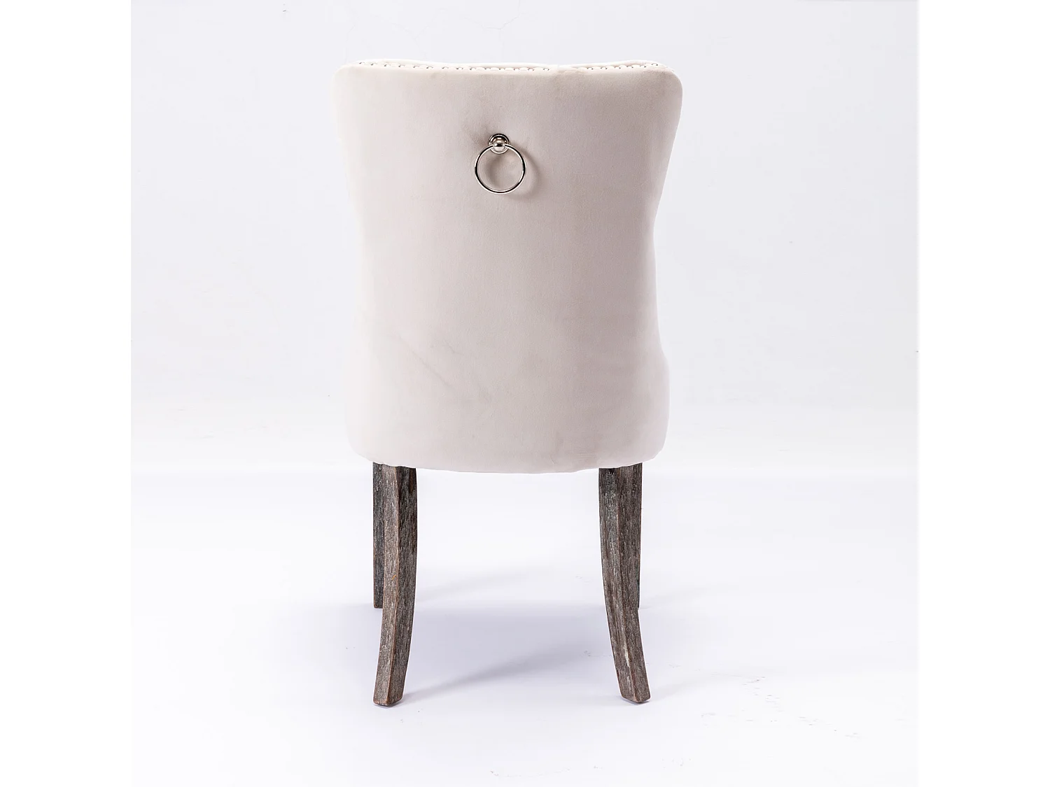 Romsey Set of 2 Dining Chairs Upholstered in Velvet with Oak Legs and Knocker Ring Back