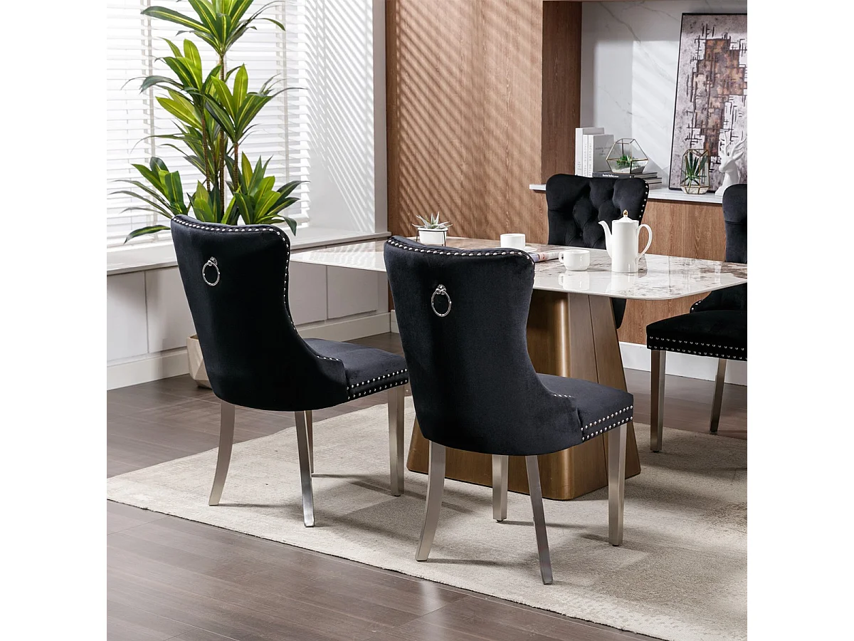 Winchester Set of 4 Velvet Dining Chairs with Sliver Chrome Legs & Upholstered with Velvet Fabric