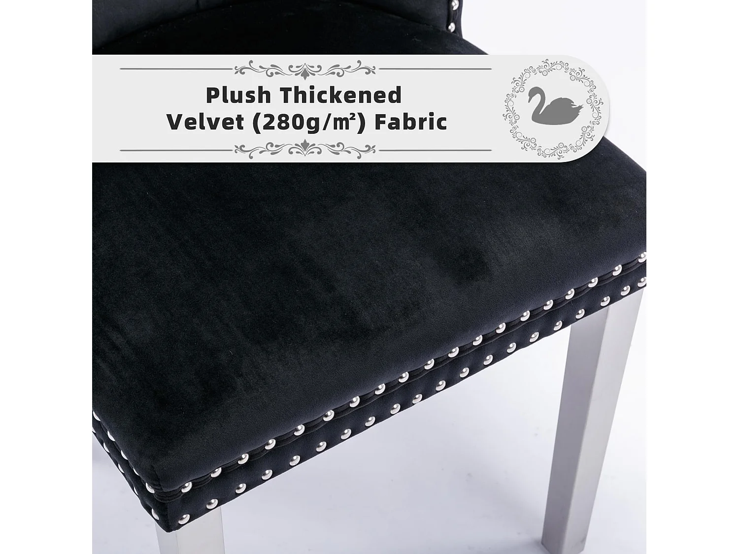 Winchester Set of 4 Velvet Dining Chairs with Sliver Chrome Legs & Upholstered with Velvet Fabric