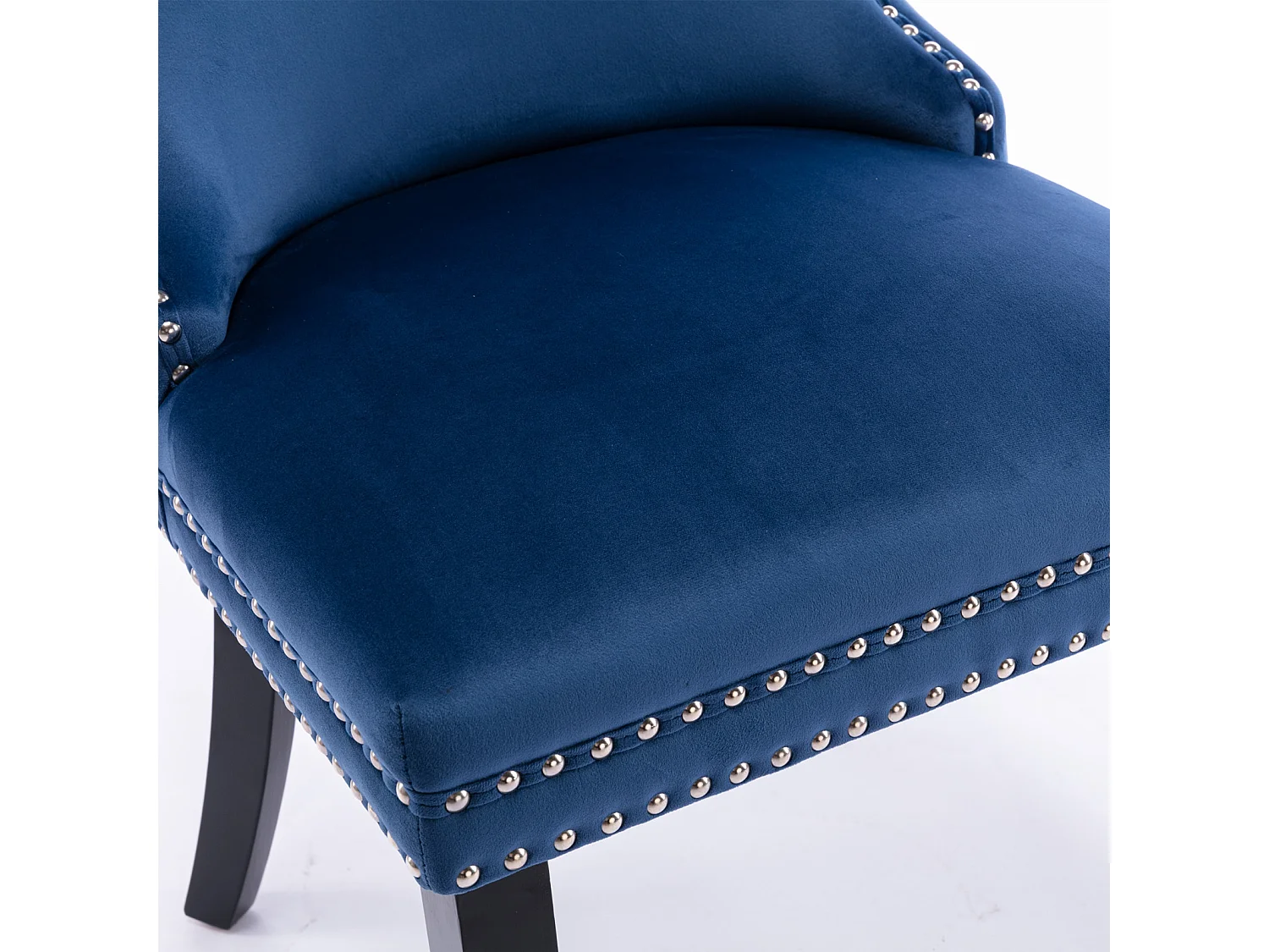 Sierra Set of 4 Wing Back Dining Chairs with Velvet Tufted and Oak Wood Legs
