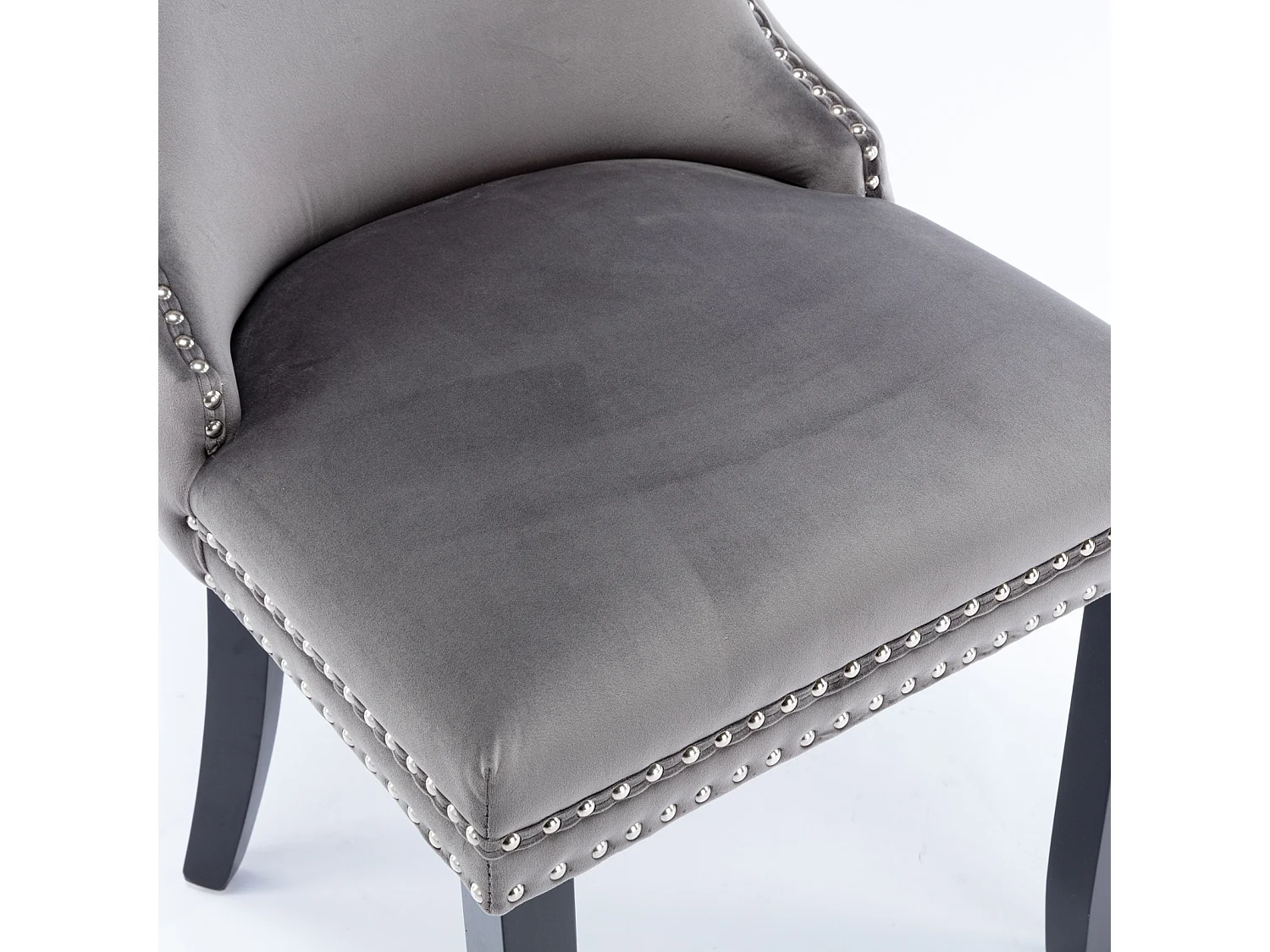 Sierra Set of 6 Wing Back Dining Chairs with Velvet Tufted & Oak Wood Legs