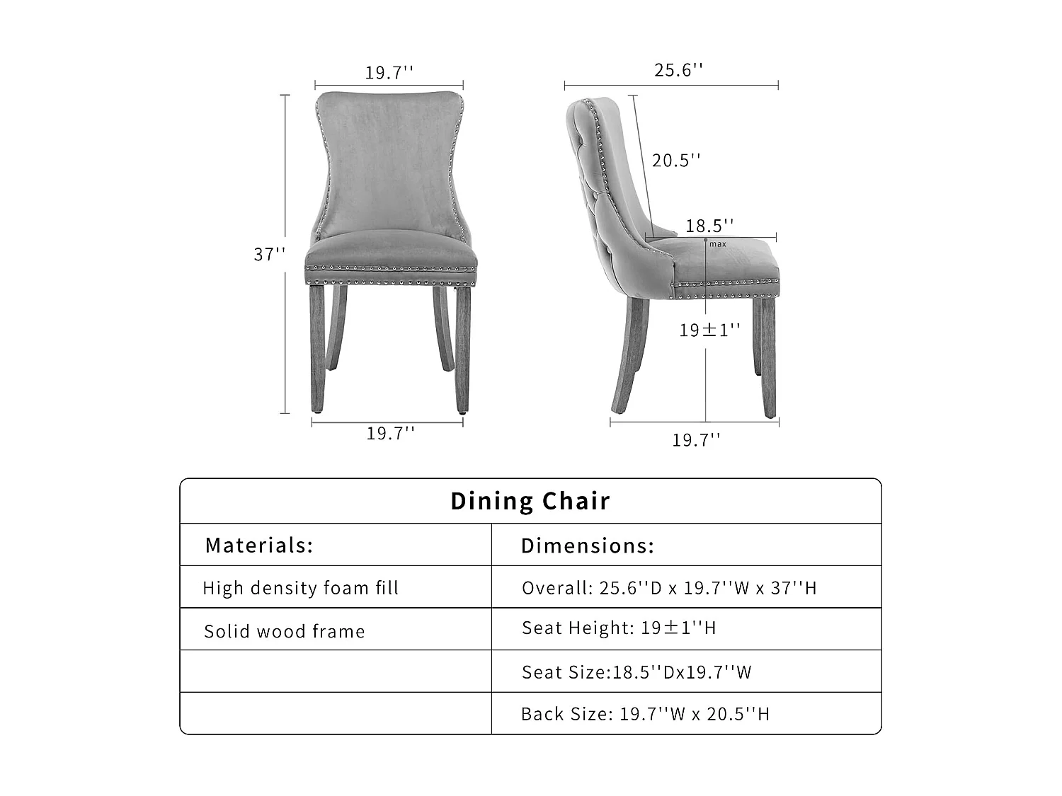 Sierra Set of 6 Wing Back Dining Chairs with Velvet Tufted & Oak Wood Legs