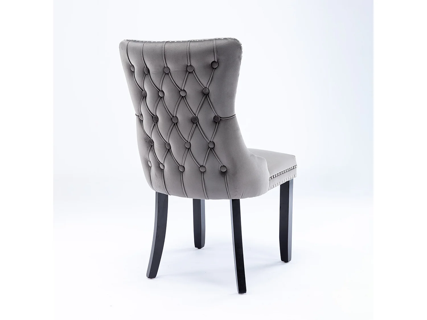 Sierra Set of 4 Wing Back Dining Chairs with Velvet Tufted and Oak Wood Legs