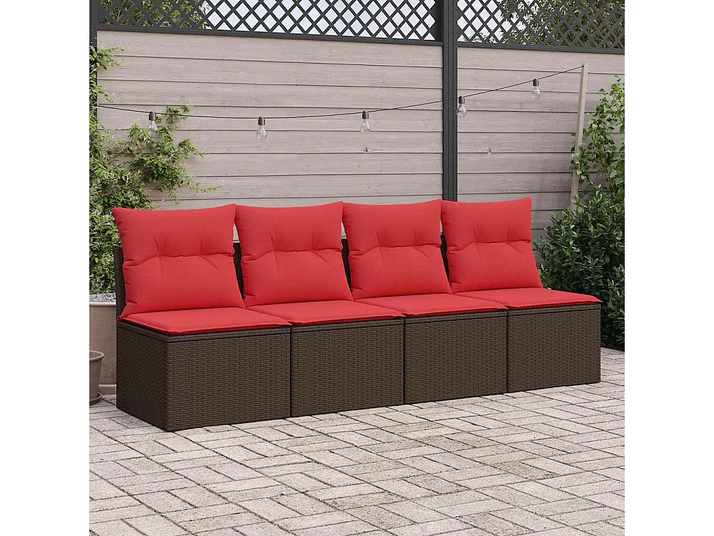 Salon de jardin avec coussins 2 pièces rouge résine tressée acacia