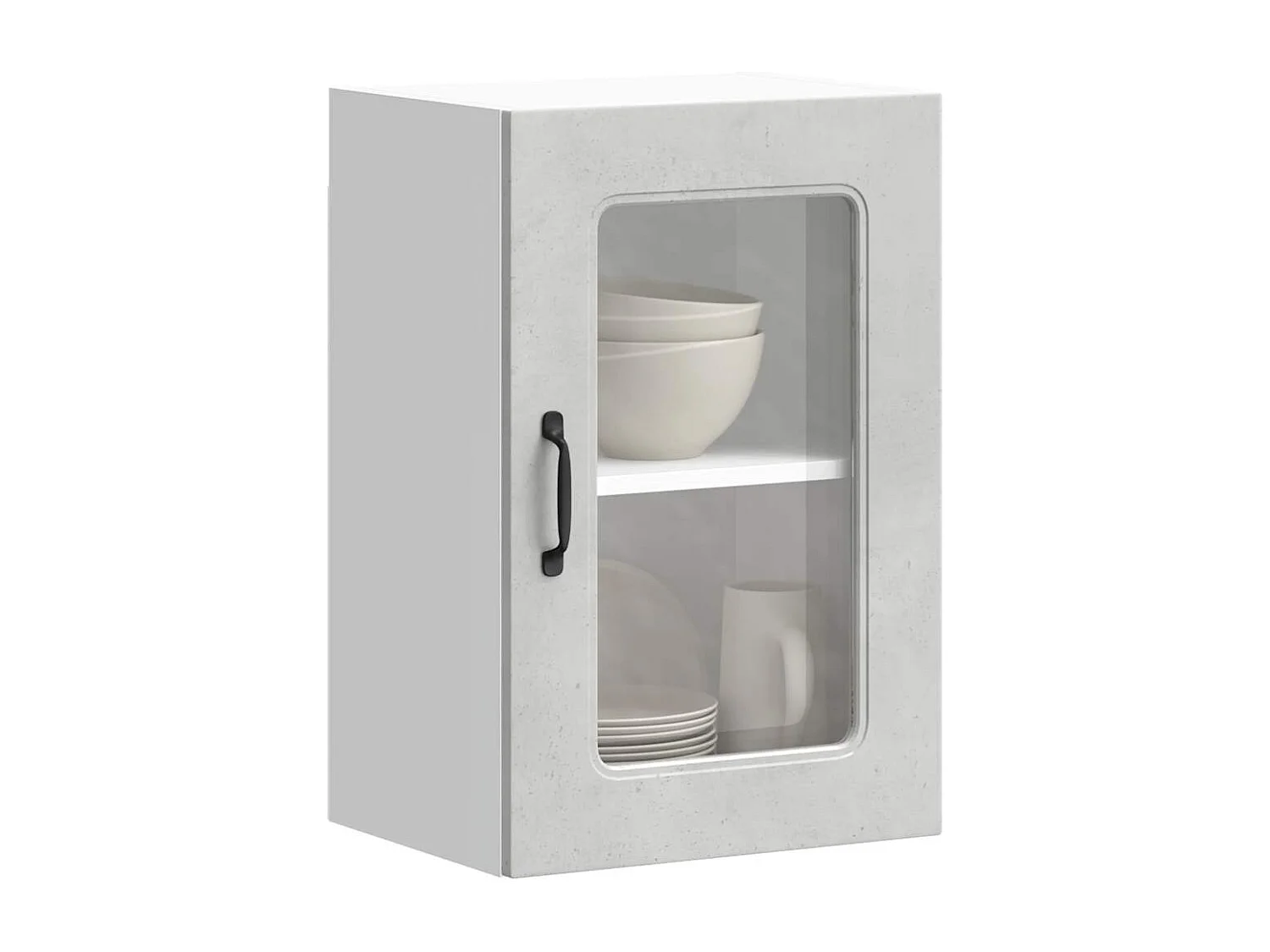 Meuble murale de cuisine avec porte en verre gris béton