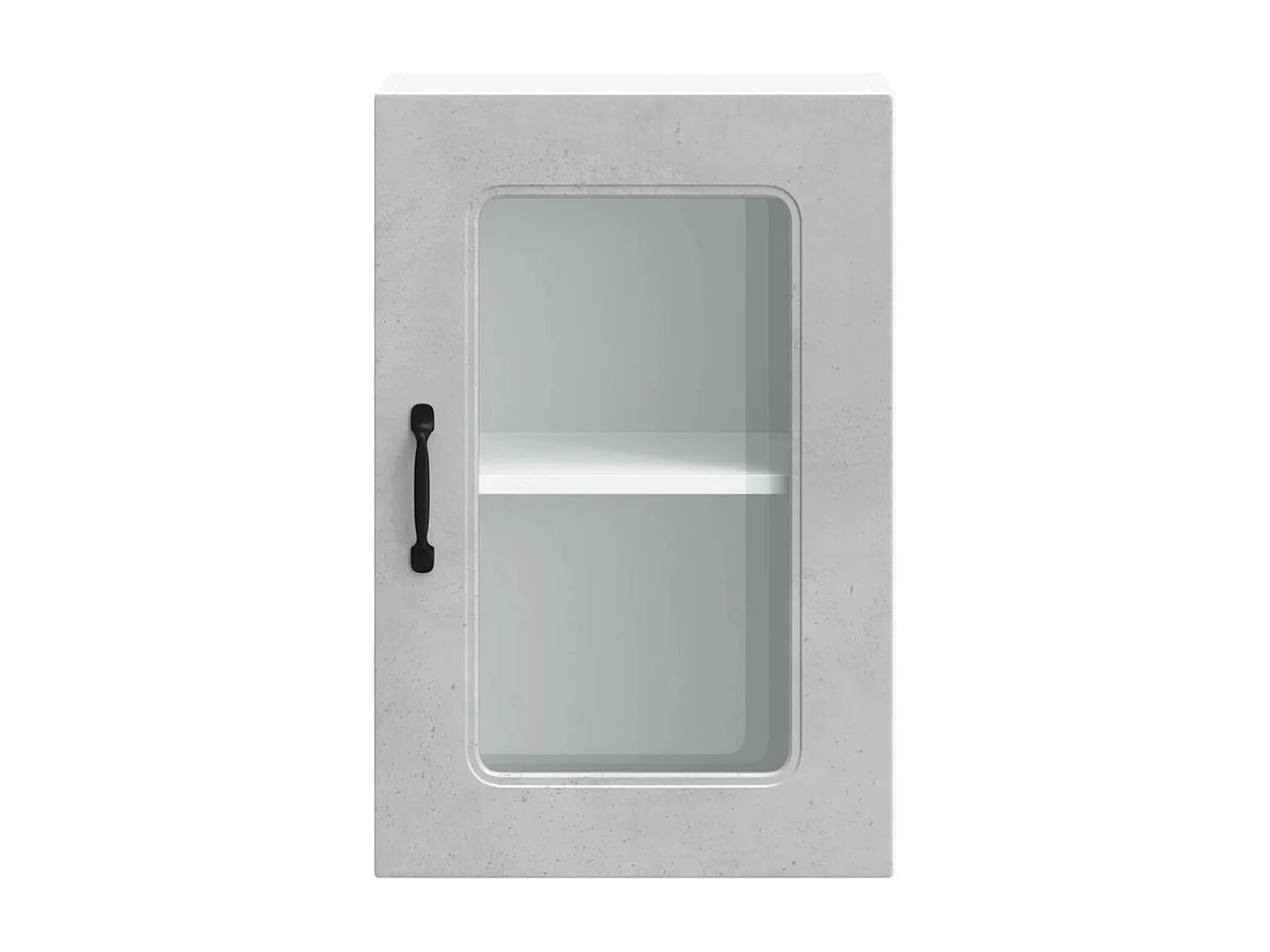 Meuble murale de cuisine avec porte en verre gris béton