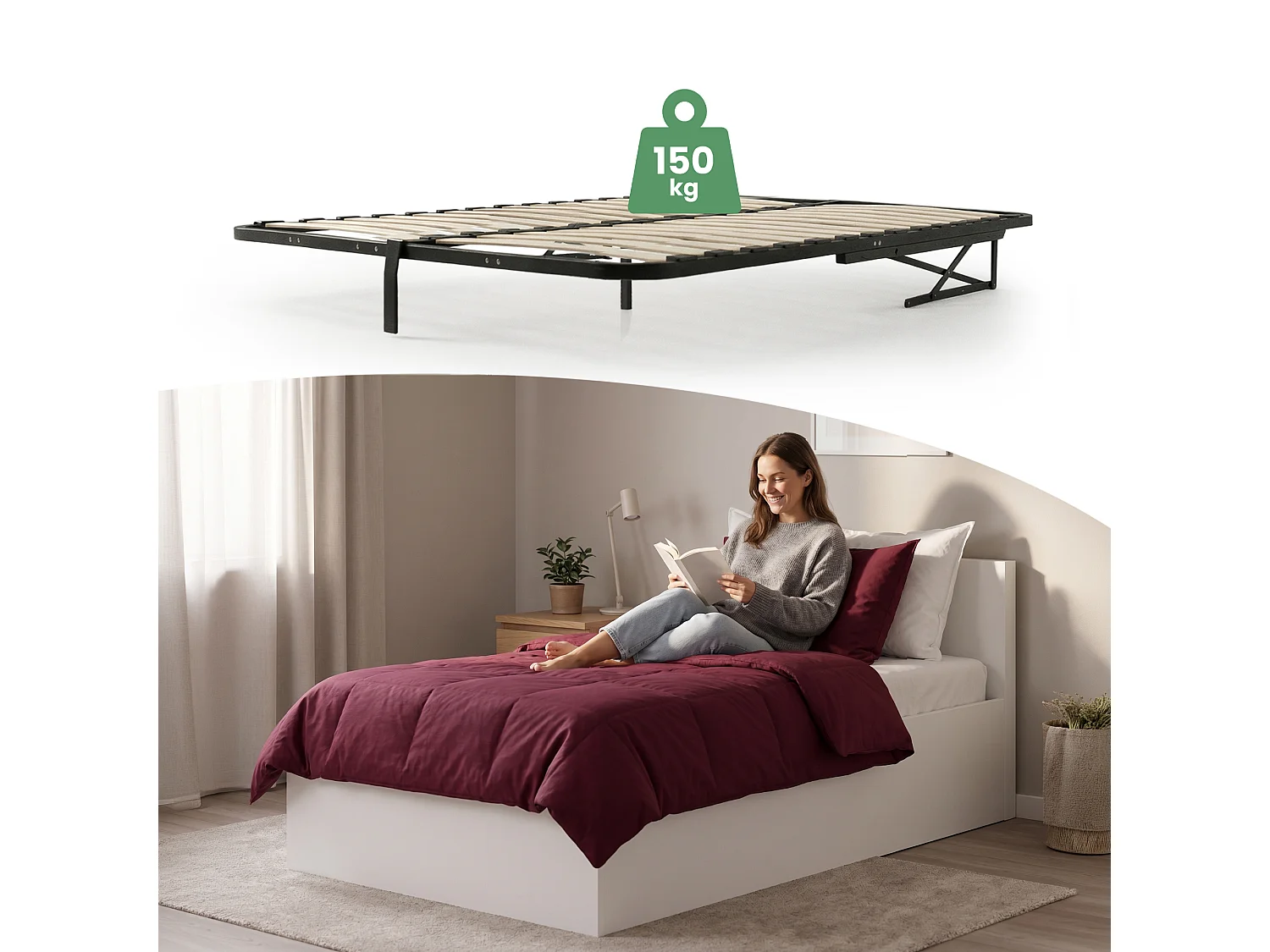 Metalen lattenbodem met gasdrukveer voor bedden, 28 latten, gedeeld 120x200 cm