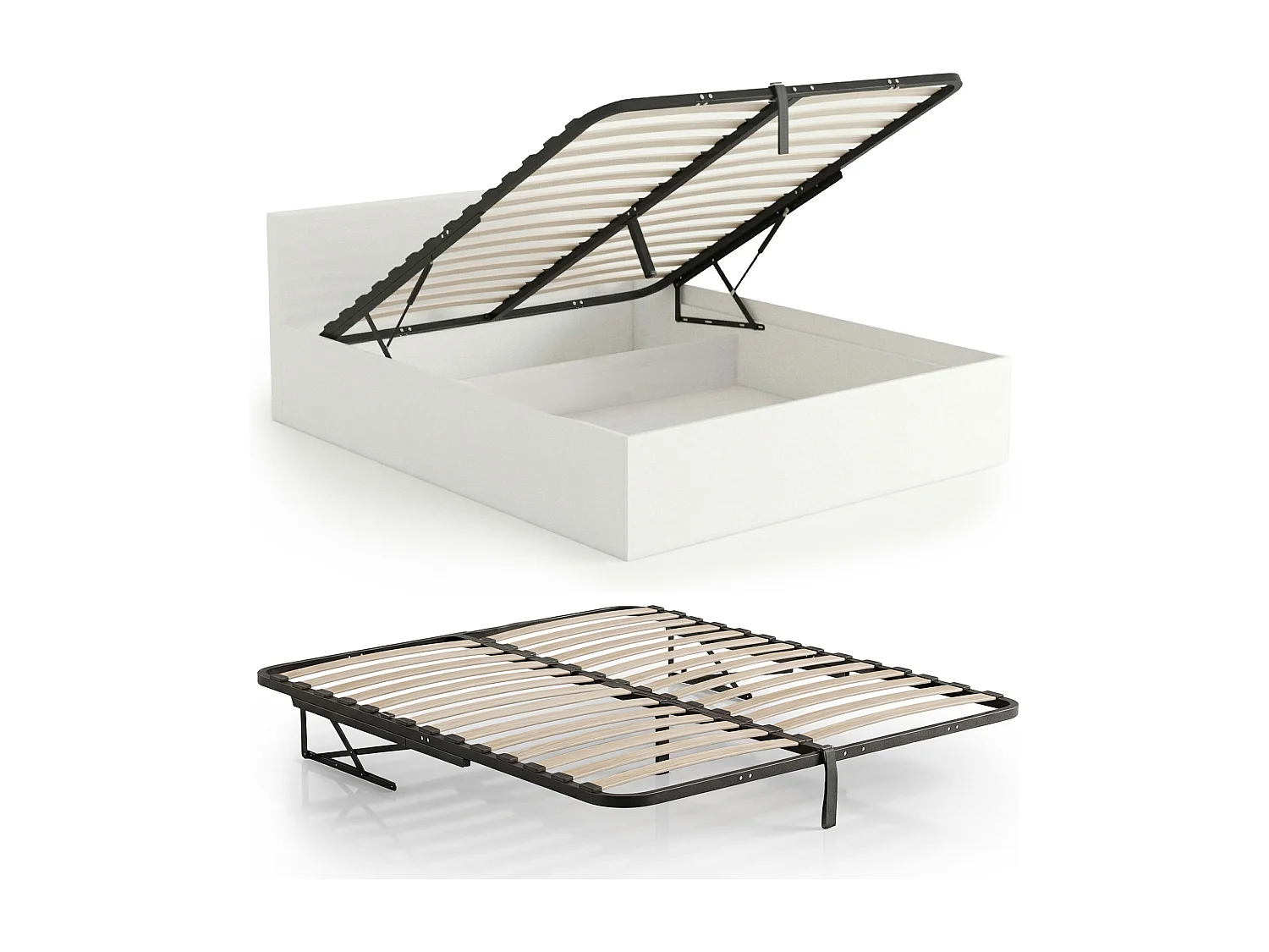 Somier de Metal com Pistões a Gás 28 Ripas Divisível 160x200 cm