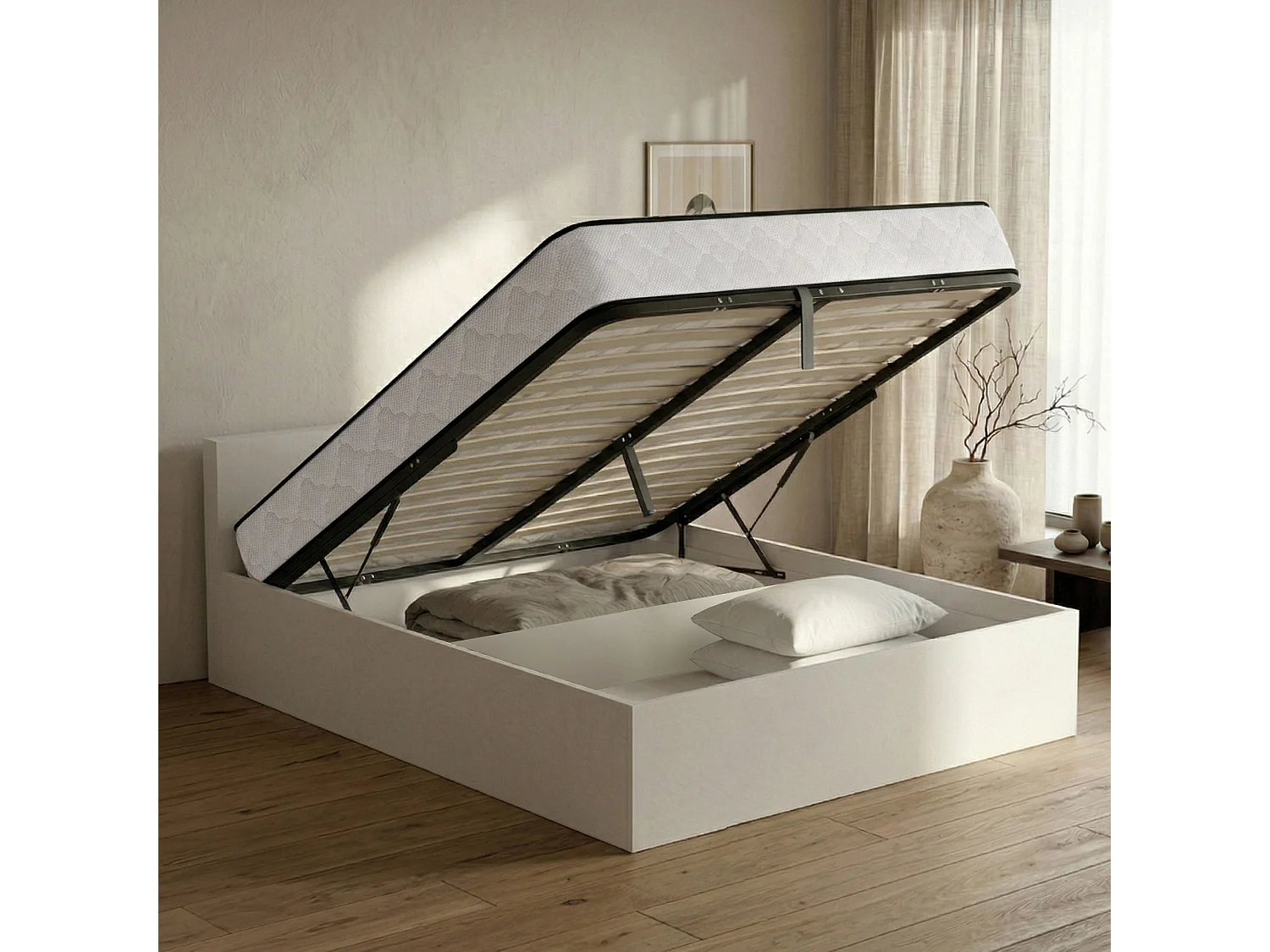 Somier de Metal com Pistões a Gás 28 Ripas Divisível 160x200 cm