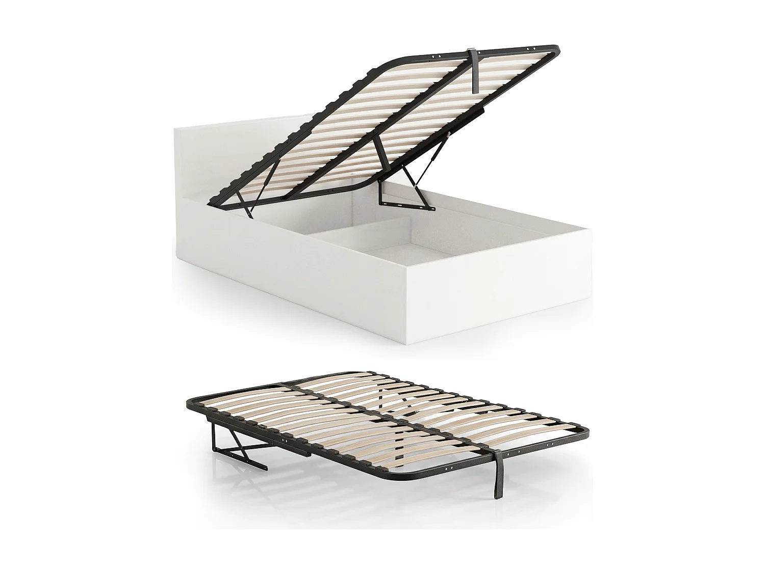 Metalen lattenbodem met gasdrukveer voor bedden, 28 latten, gedeeld 100x200 cm