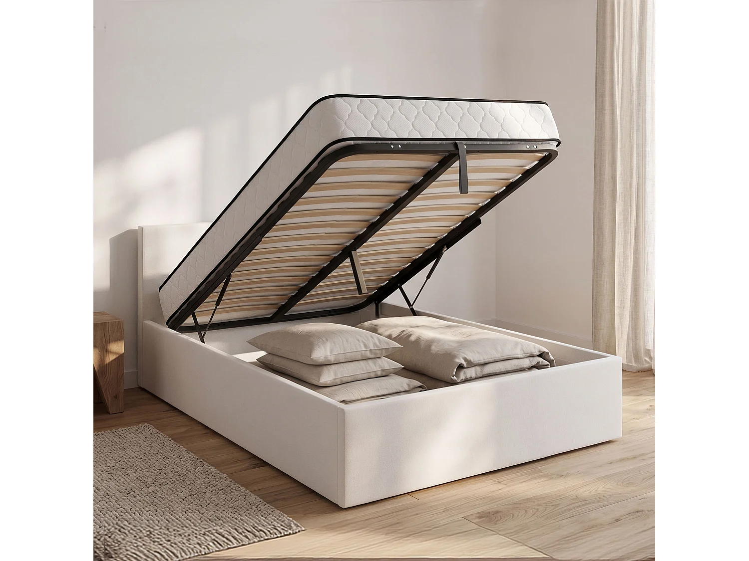 Metalen lattenbodem met gasdrukveer voor bedden, 28 latten, gedeeld 100x200 cm