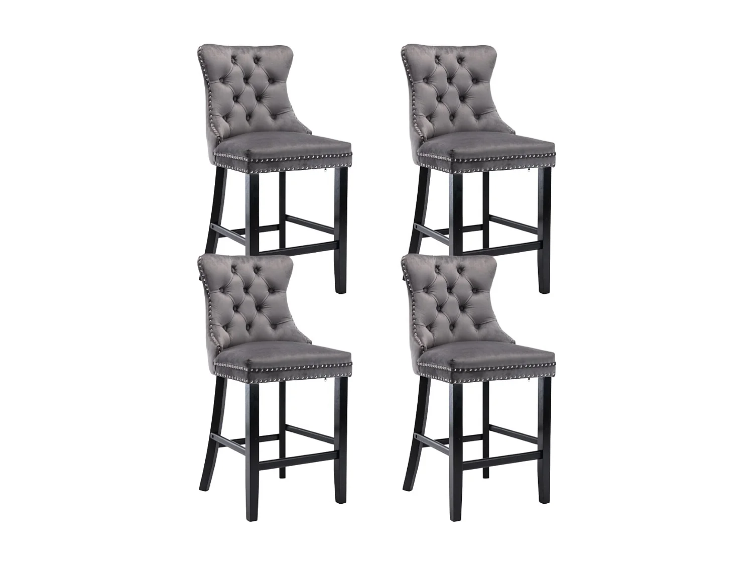 Lux Set of 4 Velvet Upholstered Bar Stools for Kitchen Counter