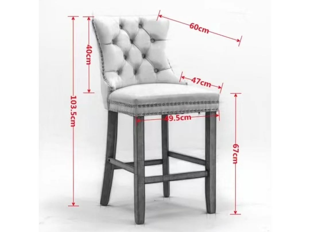 Romsey Velvet Barstools for Kitchen Breakfast with Wooden Legs and Knocker Ring Back