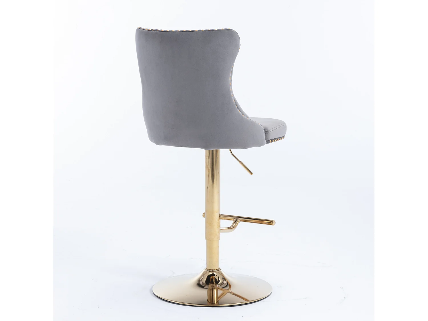 Set of 2 Luxury Velvet Bar Stools with Adjustable Swivel Gold Base