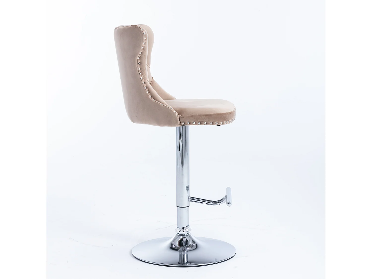 Set of 4 Luxury Velvet Bar Stools with Adjustable Swivel Chrome Base