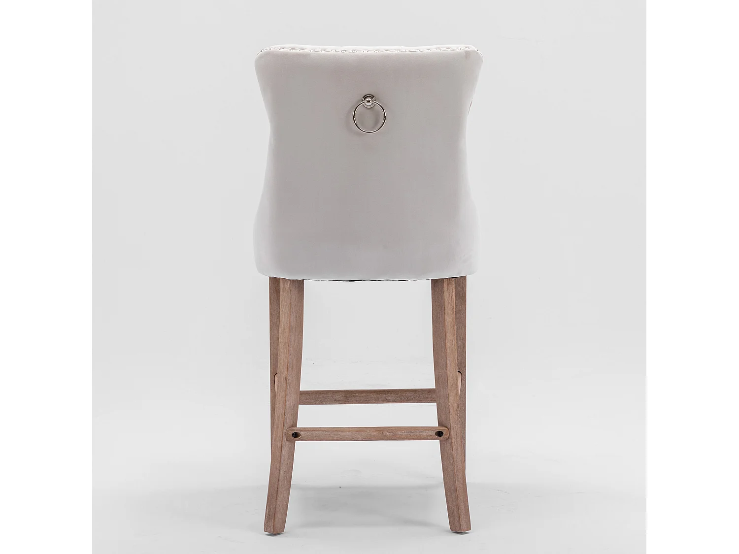 Set of 6 Velvet Bar Stools Kitchen Breakfast Barstools with Wooden Legs