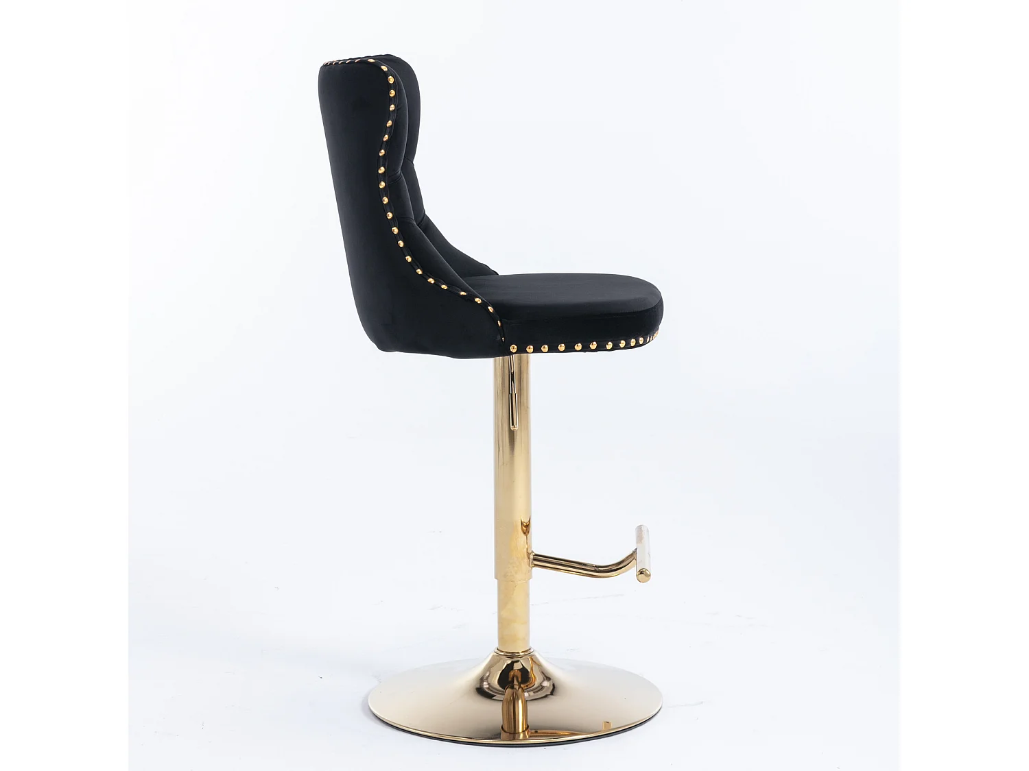 Set of 6 Luxury Velvet Adjustable Swivel Bar Stools with Gold Base