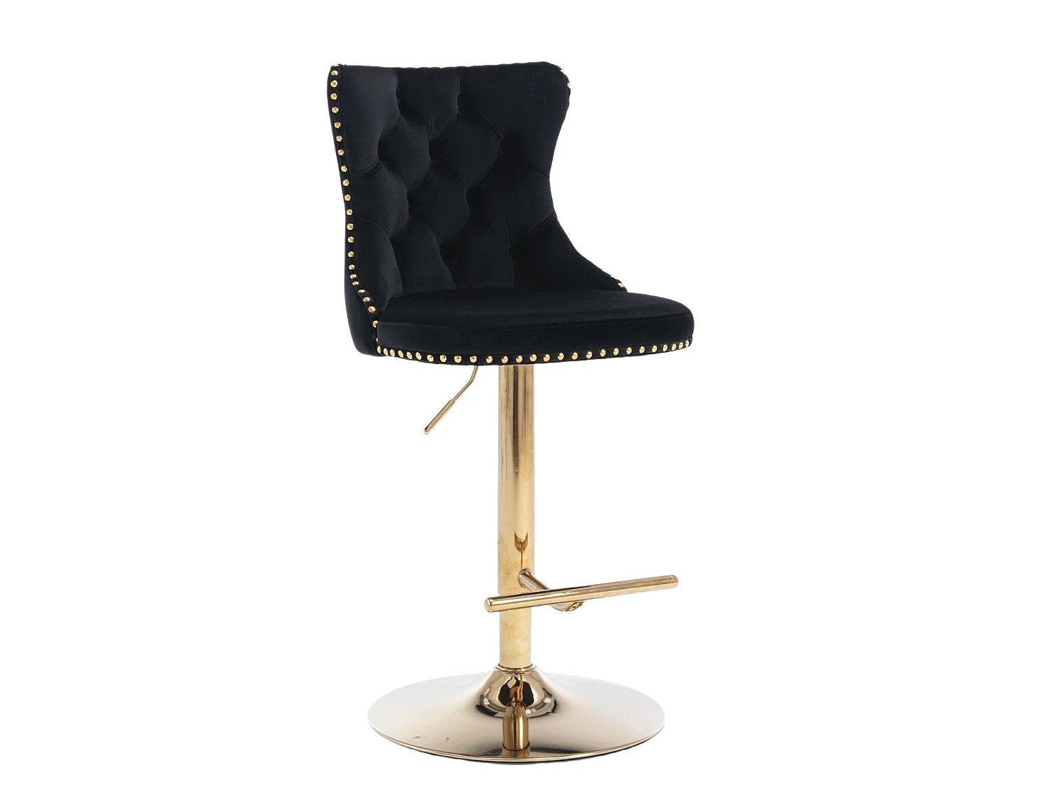 Set of 6 Luxury Velvet Adjustable Swivel Bar Stools with Gold Base