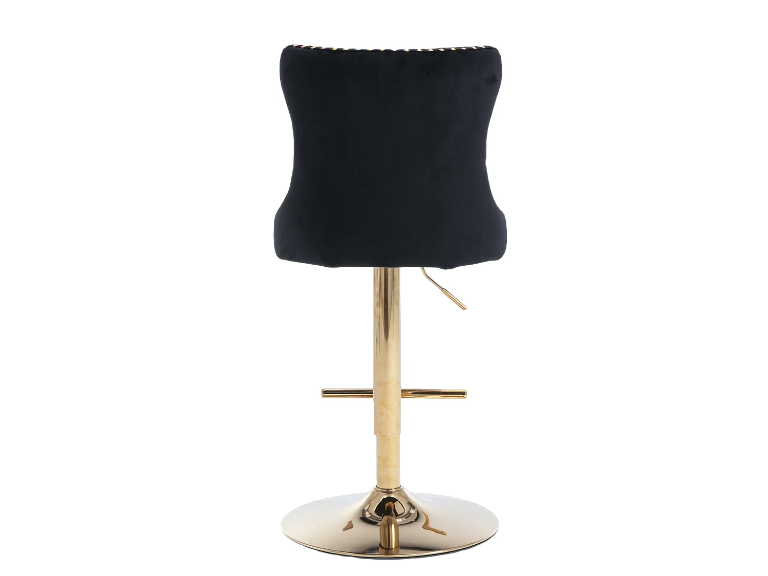 Set of 6 Luxury Velvet Adjustable Swivel Bar Stools with Gold Base