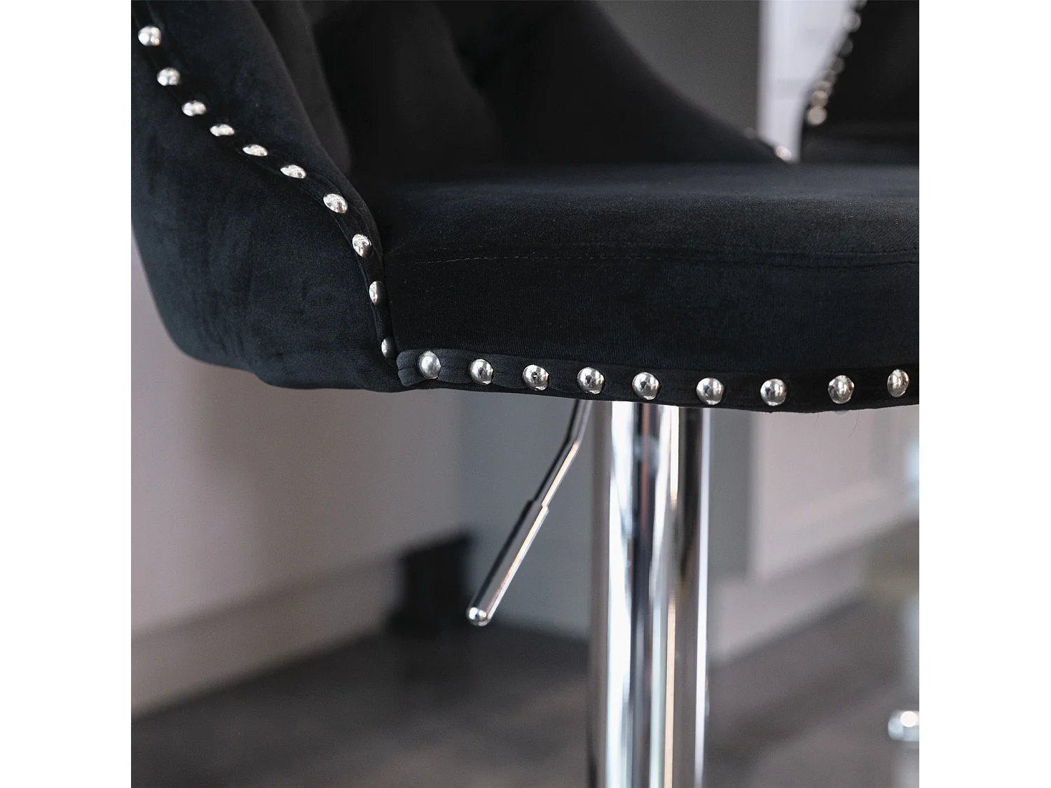 Set of 6 Luxury Velvet Bar Stools with  Adjustable Swivel Chrome Base