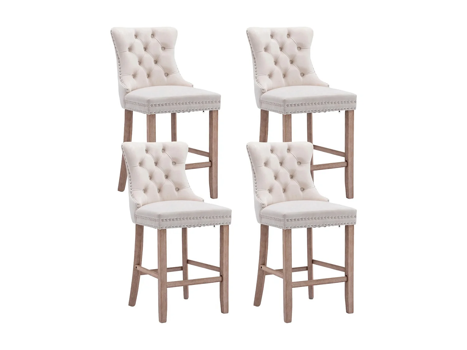 Lux Set of 4 Velvet Upholstered Bar Stools for Kitchen Counter