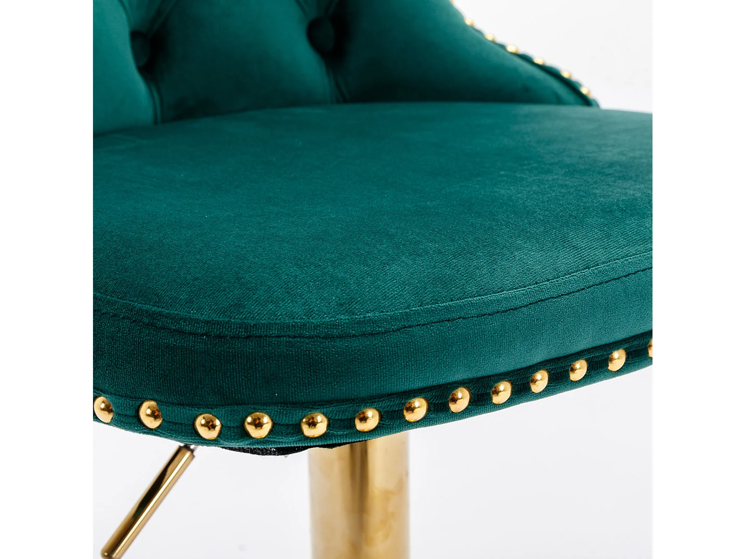 Set of 6 Luxury Velvet Adjustable Swivel Bar Stools with Gold Base